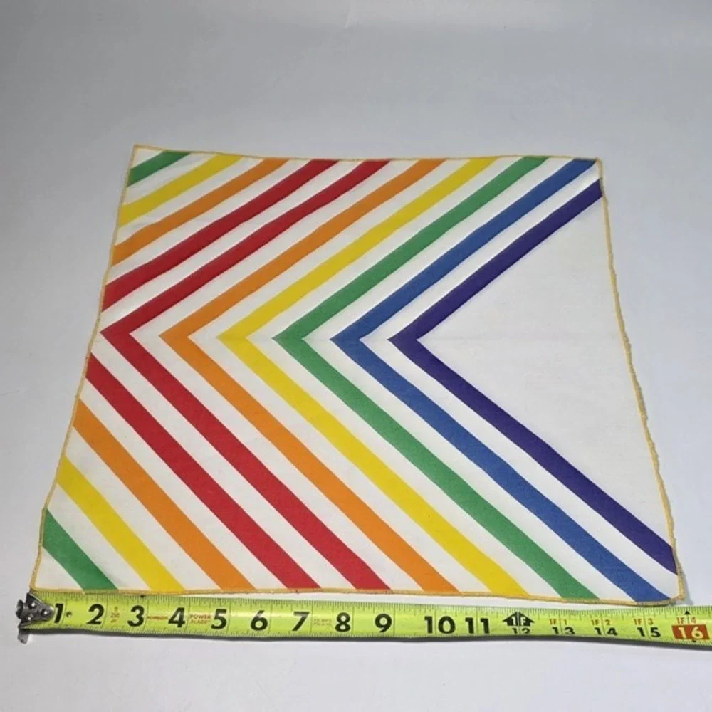 Vintage 60's Linen Napkin,‎ Wall Hanging, Decor, Bright Rainbow Pride Retro